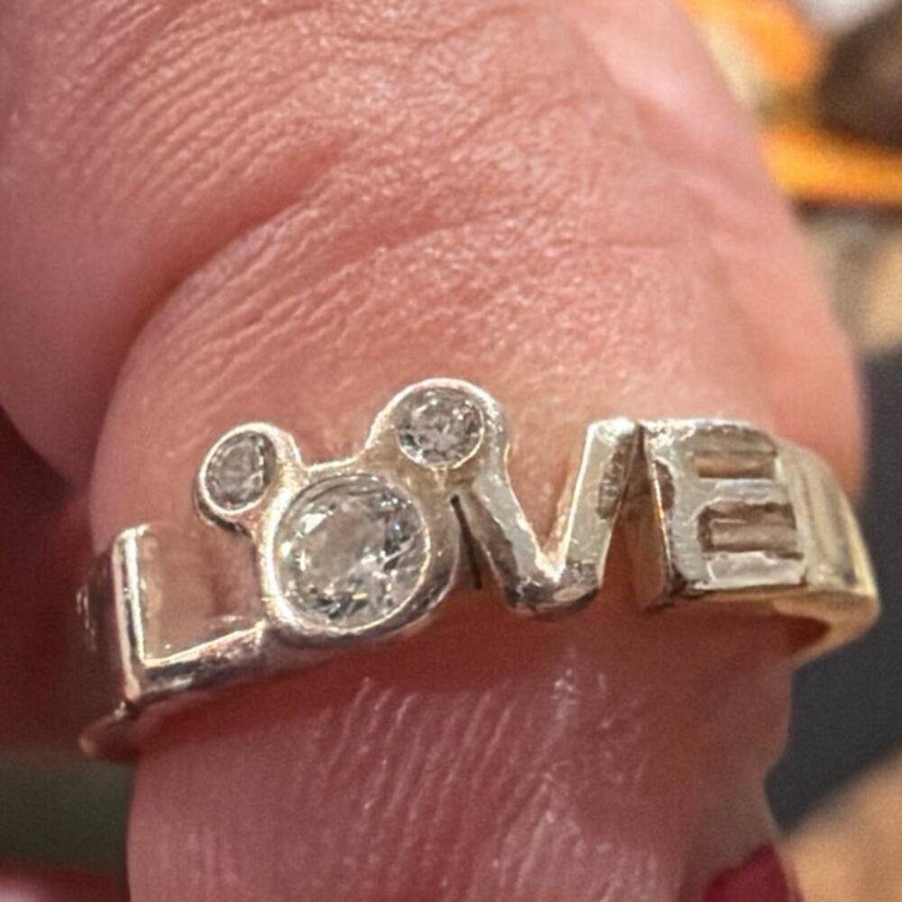 Disney Sterling Silver Mickey Mouse Love Ring size 6